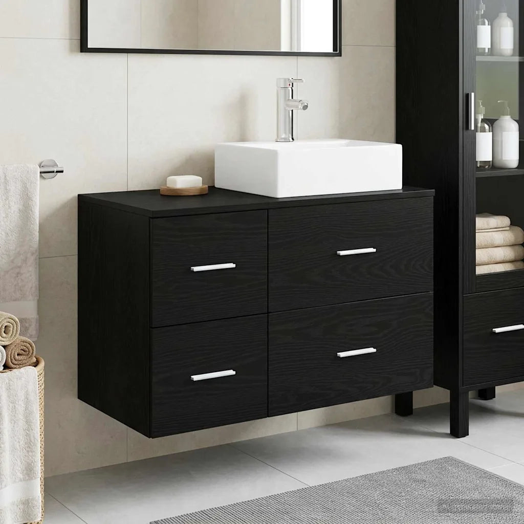Set di mobili per il bagno 2 pz Rovere Nero 3403969
