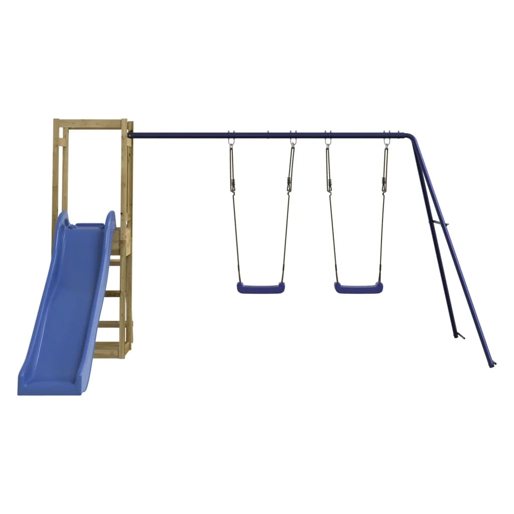 Altalene per parco giochi all'aperto scivolo altalene robuste giochi da giardino 308 x 321 x 169 cm legno di pino impregnato 02_0004824