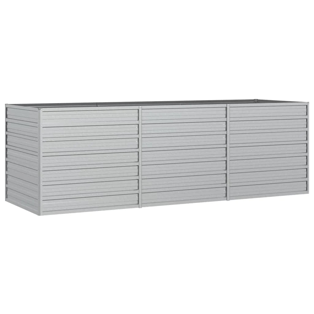Fioriera rialzata per piante fiori patio giardino 240 x 80 x 77 cm acciaio zincato argento 02_0039415