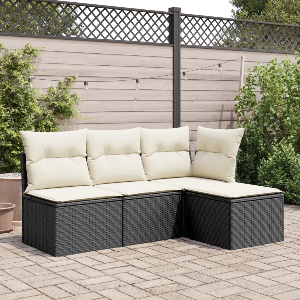 Sgabello Giardino con Cuscino Nero 55x55x37 cm in Polyrattan CFW3581271