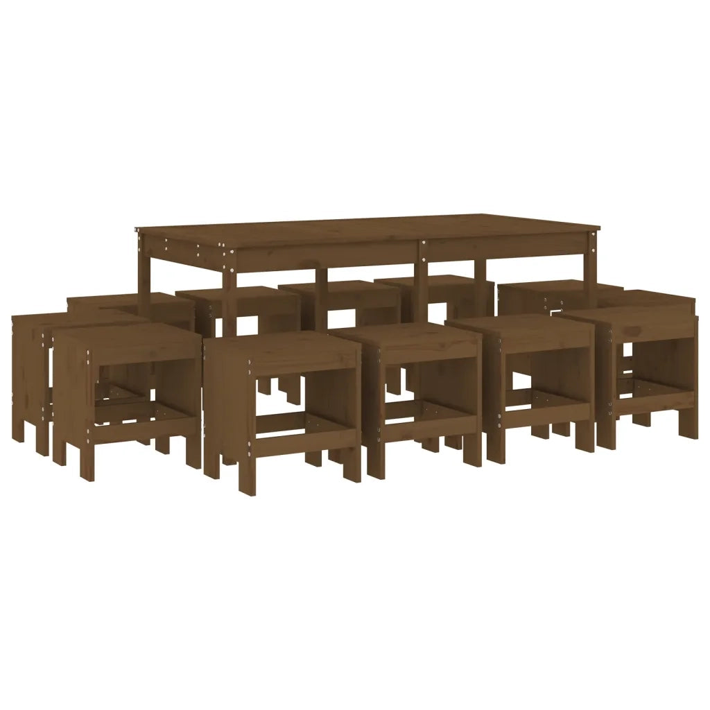Set da Pranzo da Giardino 13 pz Miele in Legno Massello di Pinocod mxl 107578