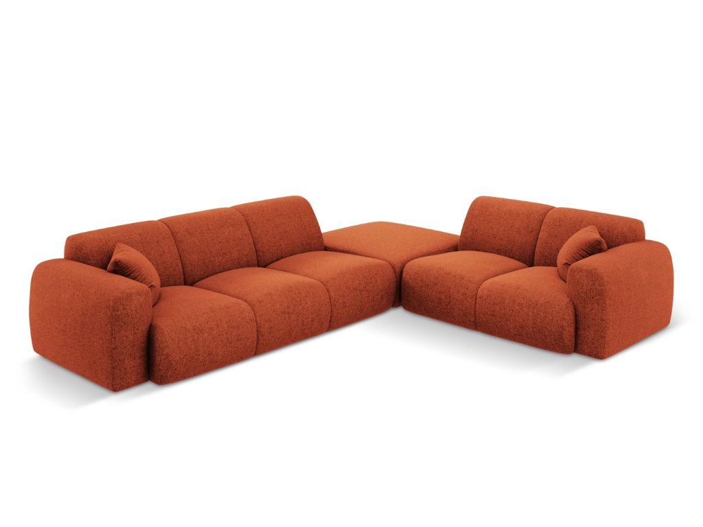 Cosmopolitan Design - Divano angolare destro "Nolio" 4 posti in ciniglia terracotta 