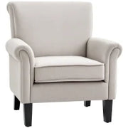 Poltrona d'Arredo in Stile Nordico con Braccioli, in Legno e Poliestere, 79x78x87 cm, Grigio e Marrone
