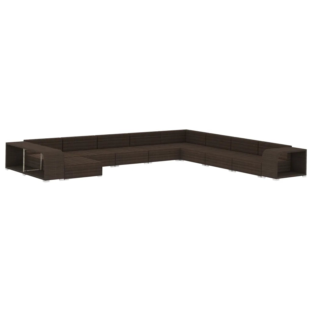 Set Divani da Giardino 11 pz con Cuscini in Polyrattan Marrone 48319