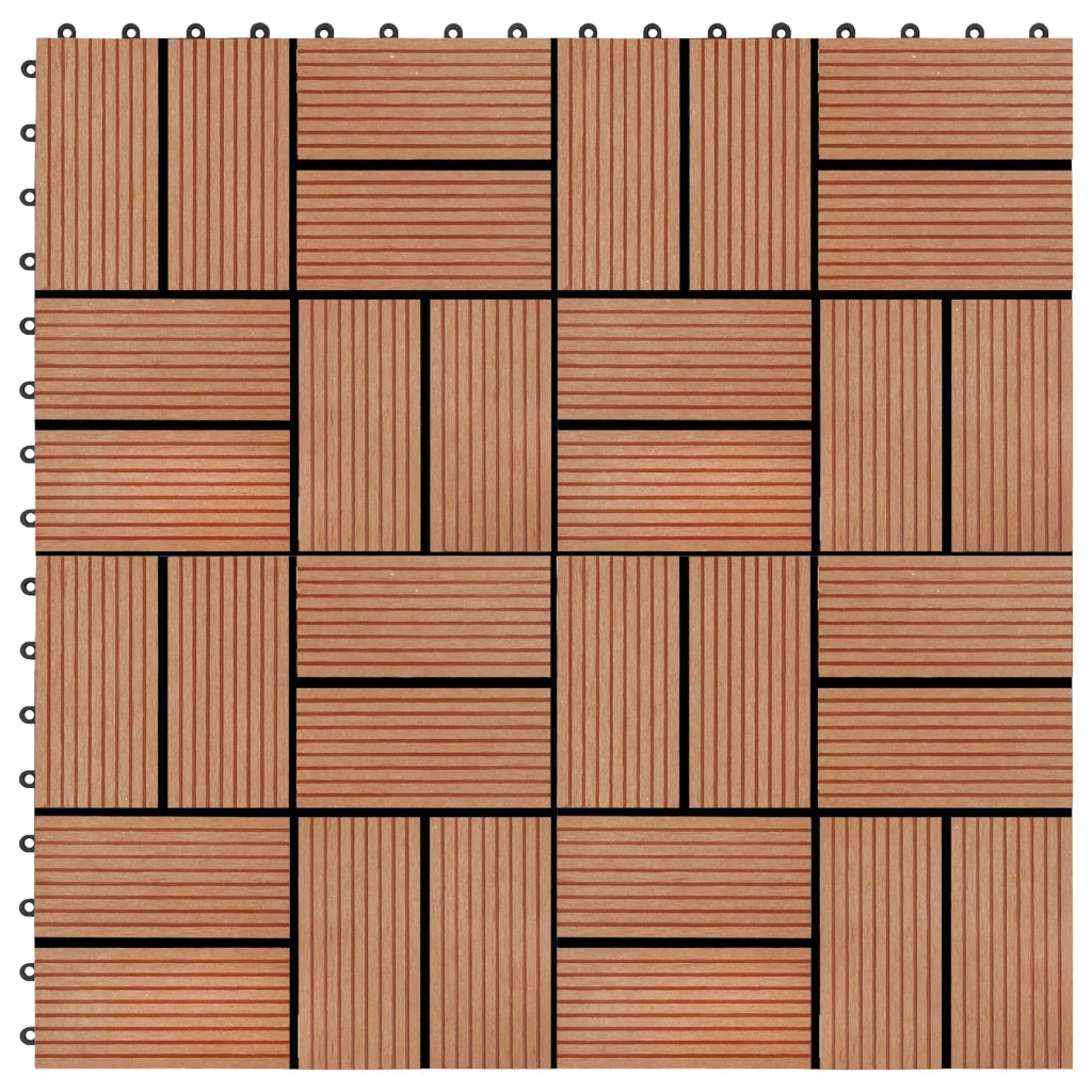 Piastrella per Decking 11 pz Teak riciclato 30 x 30 cm WPC CFW2883130
