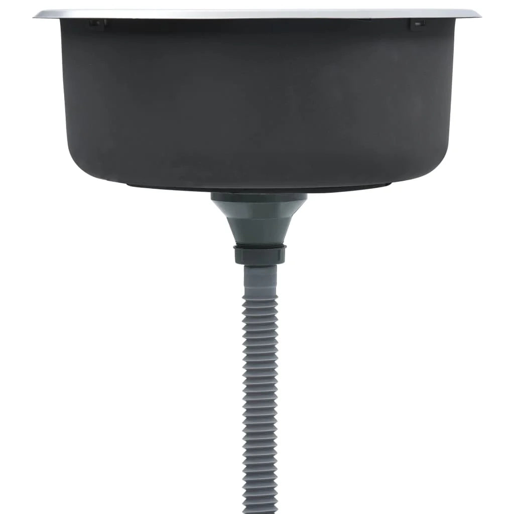 Lavello da cucina con filtro e sifone lavello rotondo da incasso superficie antigraffio acciaio inossidabile resistente adatto per interni domestici 02_0002355