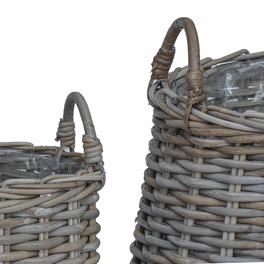 Cestino per piante con archiviazione 2 pcs Grigio Rattan Lacak 42020953