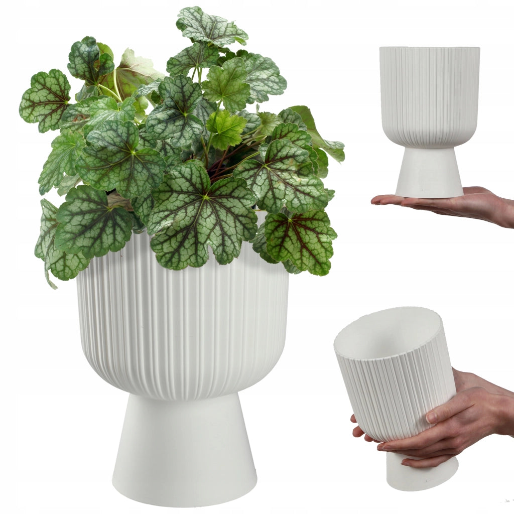 Vaso da fiori KADAX, vaso da fiori da giardino, copertura in plastica, 14 cm, supporto per fiori, bianco