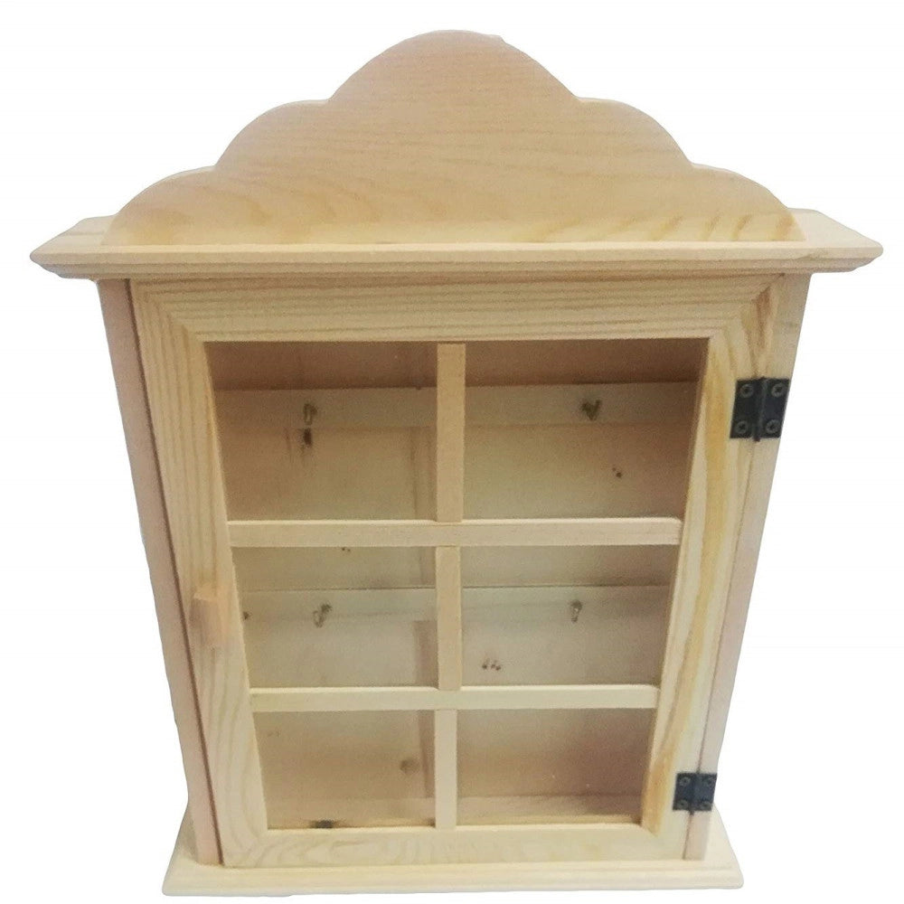 Trade Shop - Cassetta Porta Chiavi 1 Anta Vetro Portachiavi Appendichiavi Legno Scatola Casa -
