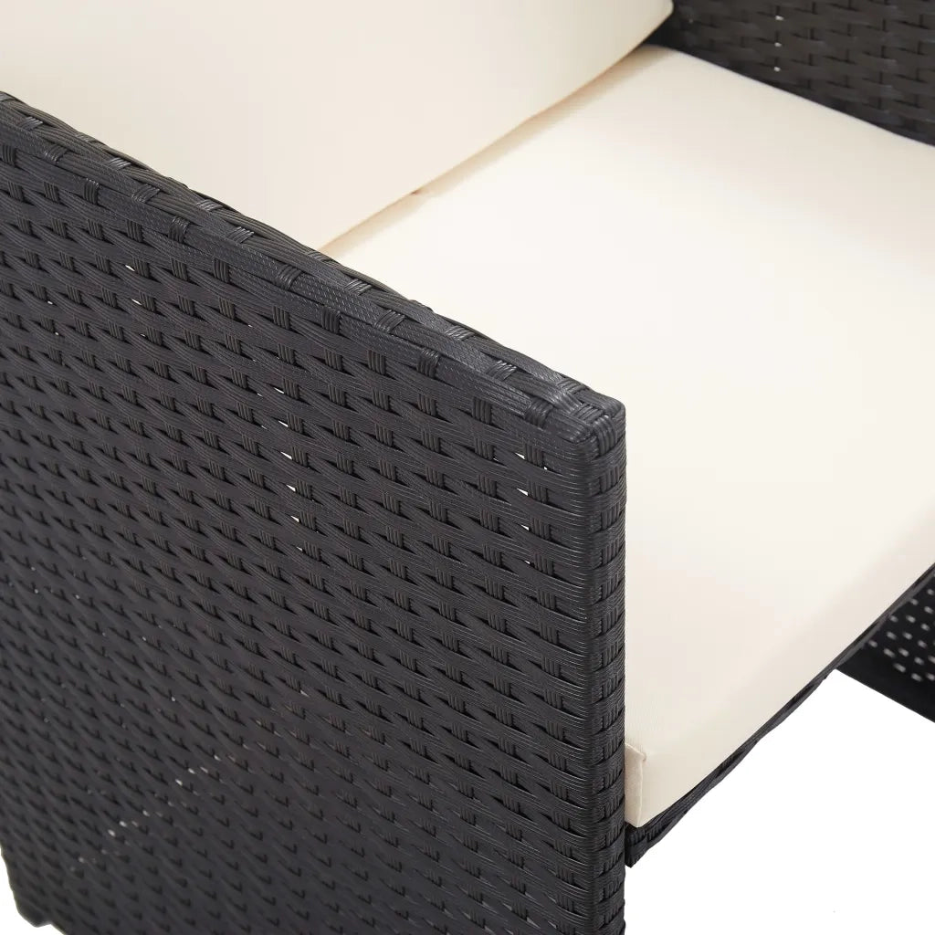 Set da Pranzo da Giardino 17 pz con Cuscini in Polyrattan Nero 46432