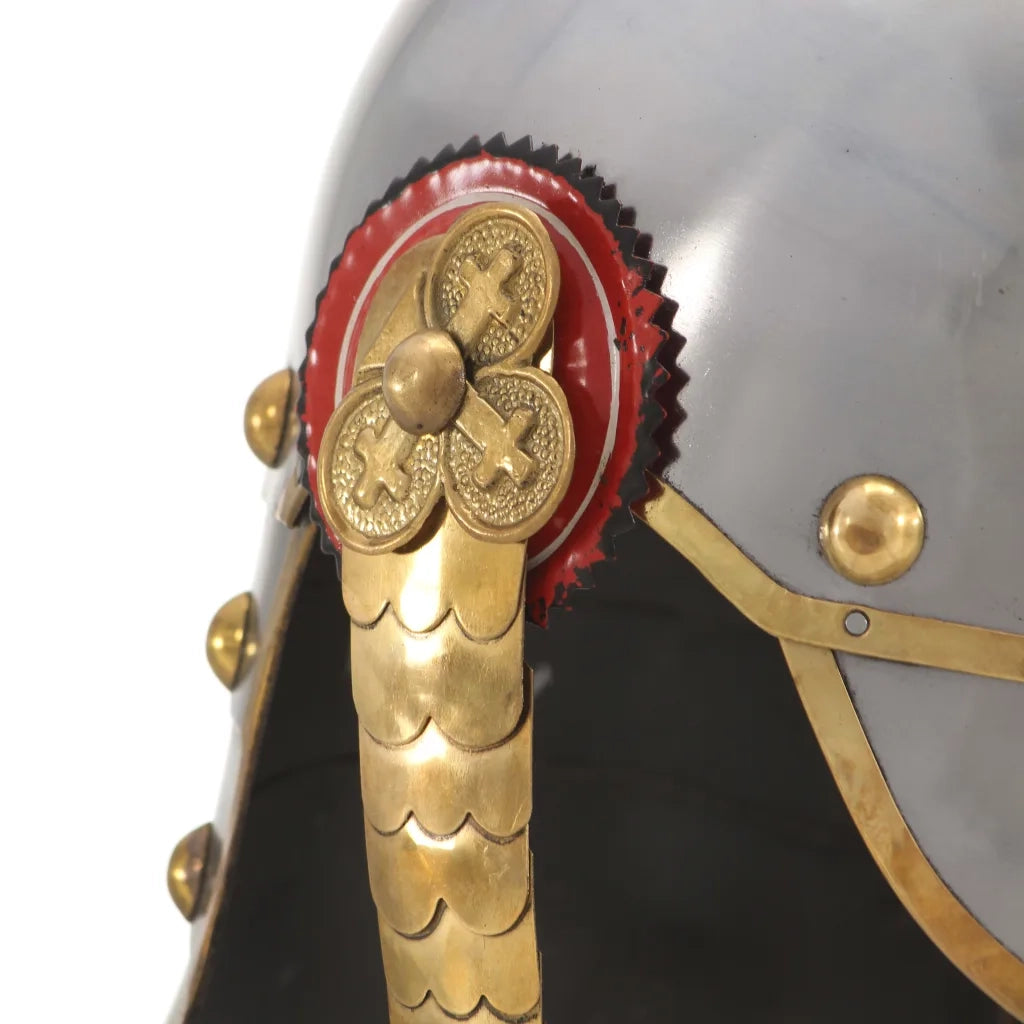 Elmo da Tedesco Prussiano Antico per LARP in Acciaio Argento CFW9627684