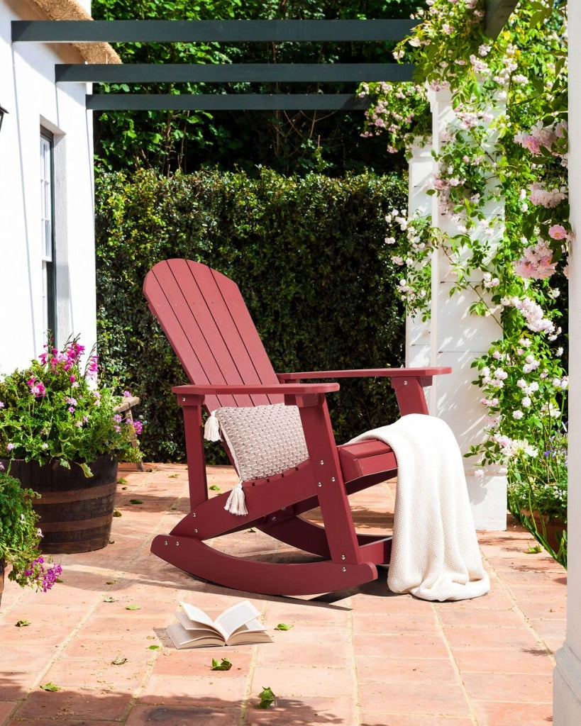 Sedia a dondolo tradizionale da giardino rosso stile classico tradizionale