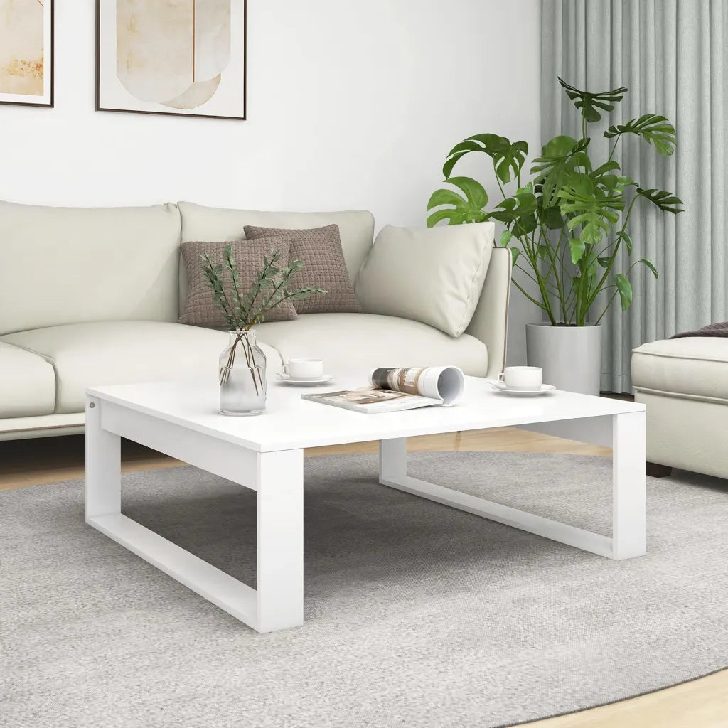 Tavolino da salotto | Tavolino da caff¨¨ | Tavolino da Soggiorno Bianco 100x100x35 cm in Legno Multistrato