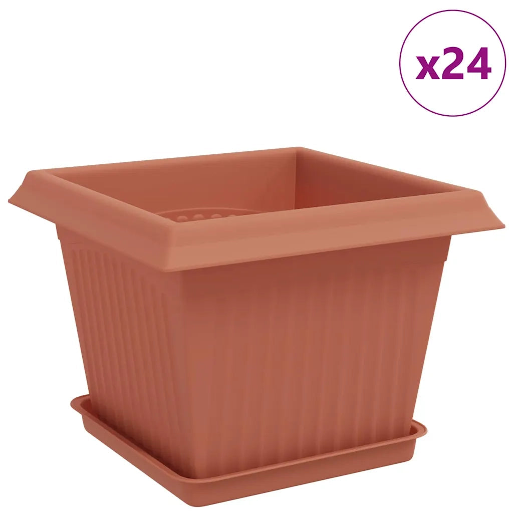 Vasi per Piante 24 pcs Rosso Mattone 23 x 23 x 17,5 cm Plastica 3403306