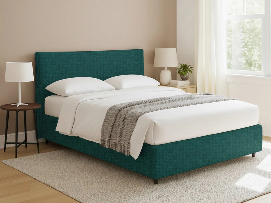 Crewe, Letto Matrimoniale Sfoderabile Made in Italy, Verde Petrolio