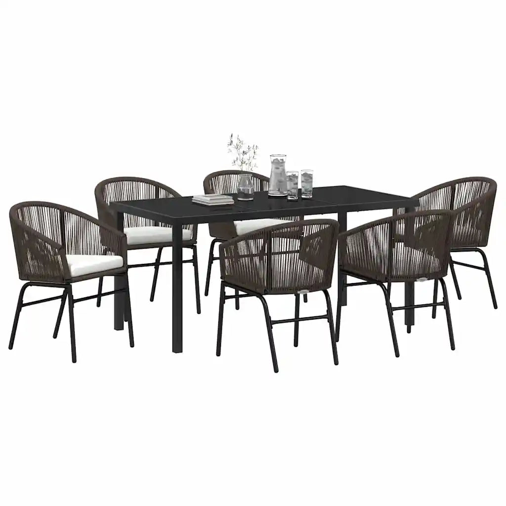 Set da Pranzo per Giardino 7 pcs Marrone 3379356