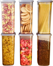 Set di 6 contenitori di stock con set di coperture, scatola di archiviazione con copertura, insieme di cucina, 6 x contenitori di archiviazione da 1900ml, contenitori di archiviazione, organizzatore di cucina