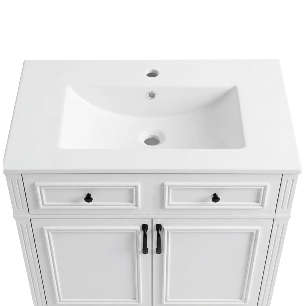 Mobile bagno con lavabo integrato in ceramica 77x46x86 cm bianco in MDF laccato con ante soft-close e 9 vani