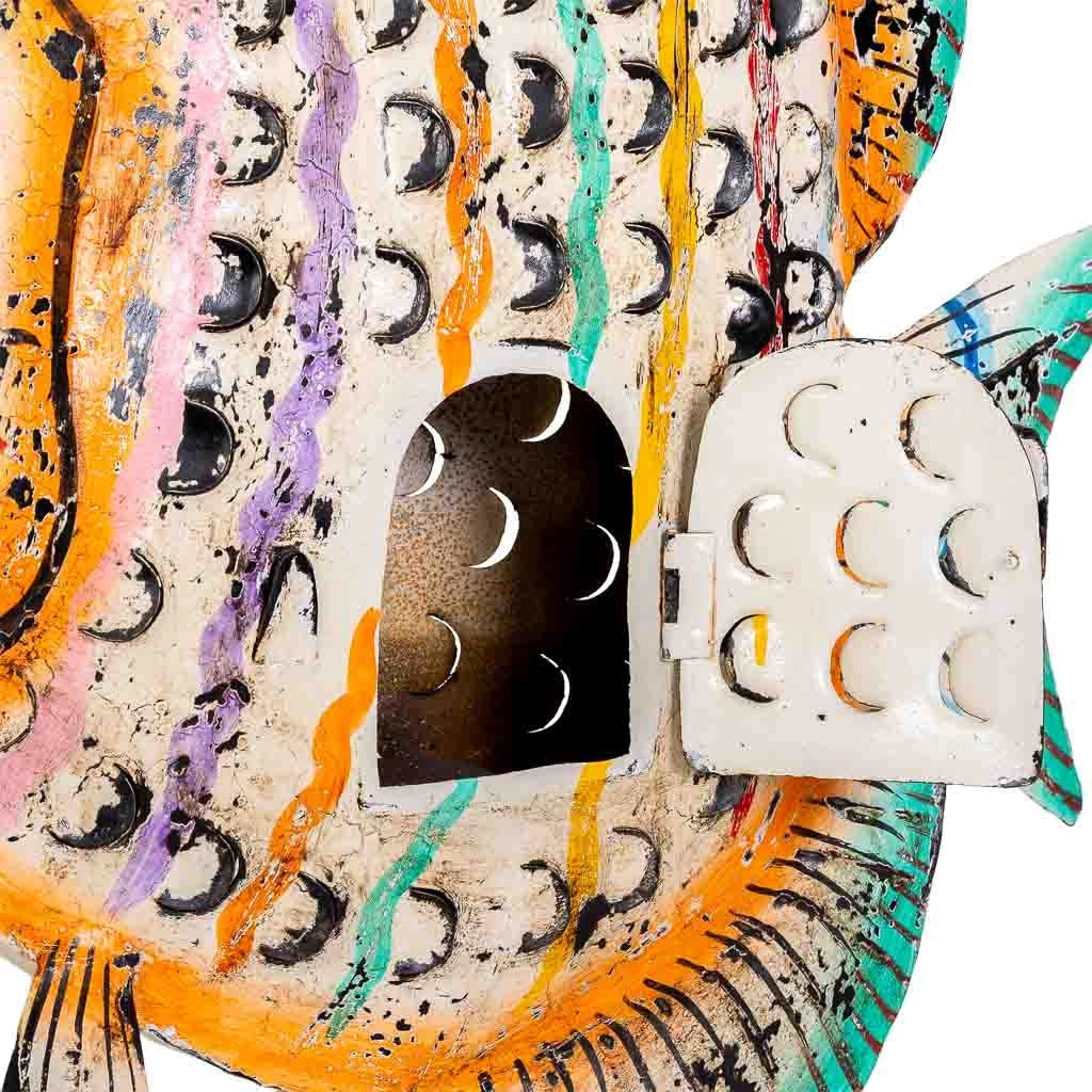 Figura di pesce in metallo multicolore, 58x15x61h cm