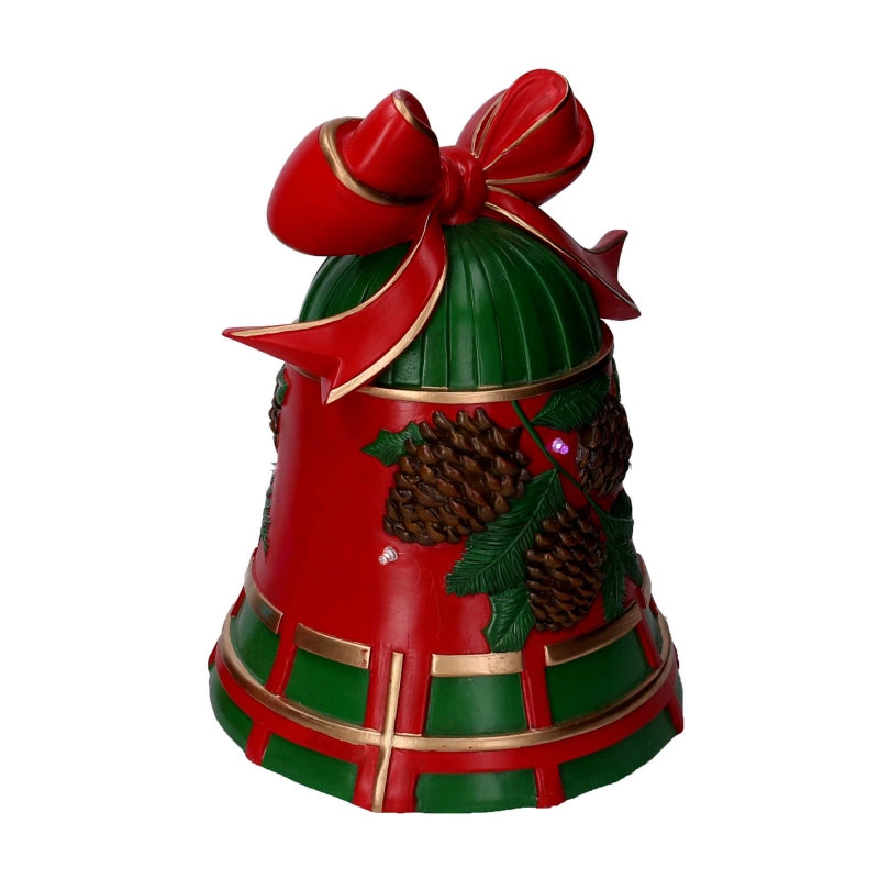 Campana resina pigne rosso e verde con led cm 25x24h33