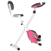 Cyclette Pieghevole da Fitness in Acciaio, Cyclette Magnetica Pieghevole da Casa con Altezza Regolabile, Resistenza Magnetica a 8 Livelli, Schermo LCD, 43x97x109cm, Rosa