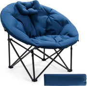 Cadeira da Campeggio - Sedile Pieghevole - Inclinabile - Ripiegabile - Portatile - Alta Schiena - Coperta - Moonchair - con Cuscino - per Campeggio - Esterno - Giardino - Balcone - Interno - 104 x 68 x 95 cm - Blu