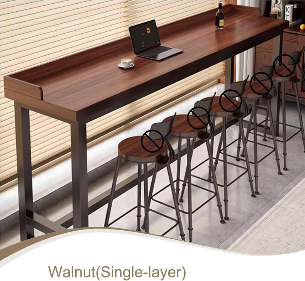 Tavolo Alto da Bar Tavolo Cucina Tavolino Alto e Stretto da Balcone Salvaspazio con Telaio in Metallo per Soggiorno e Sala Da Pranzo Bar Ristorante(Walnut(single),39.4x15.8x41in)