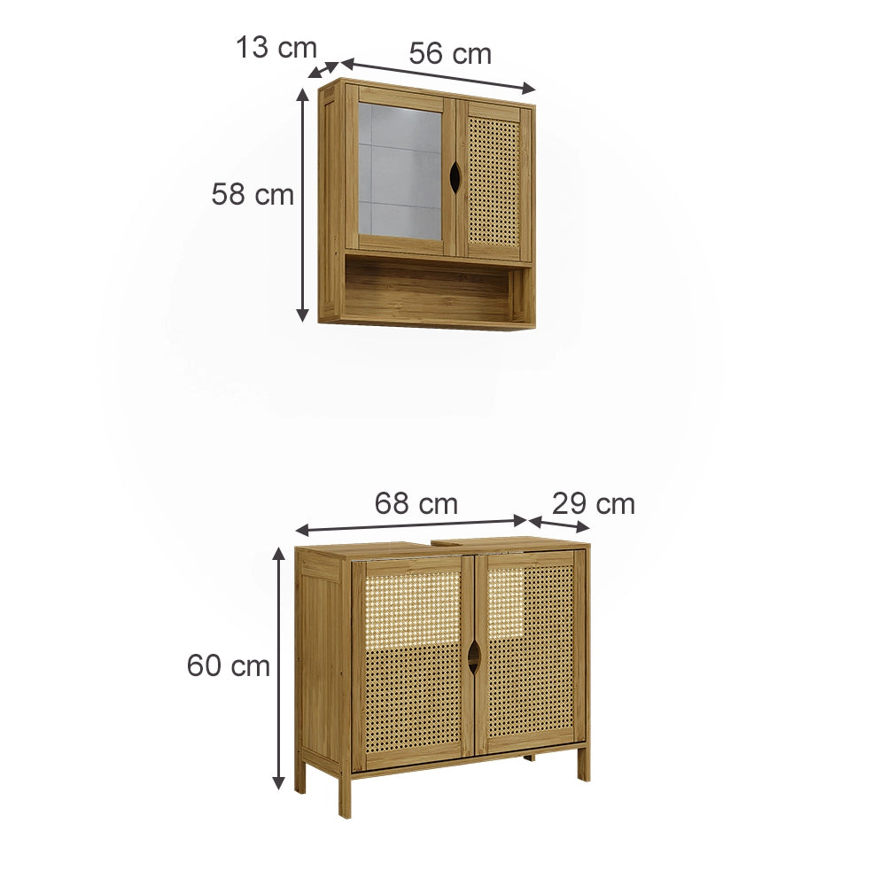 Vicco Set di mobili da bagno Bambù 2 parti