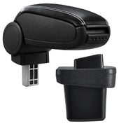 [pro.tec] Bracciolo auto - appoggia braccio con mensola - imbottito - similpelle - nero con cuciture biance