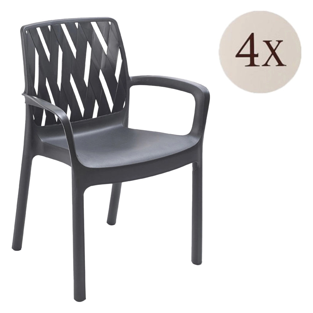 Rumley, Sedia da Esterno 4 Sedie Made in Italy, Nero Antracite