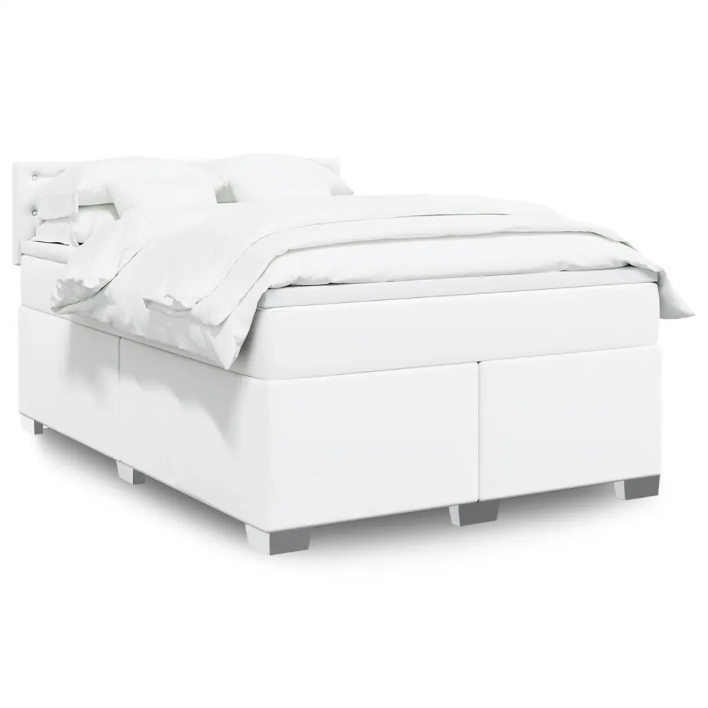 vidaXL Giroletto a Molle con Materasso Bianco 140x190 cm in Similpelle