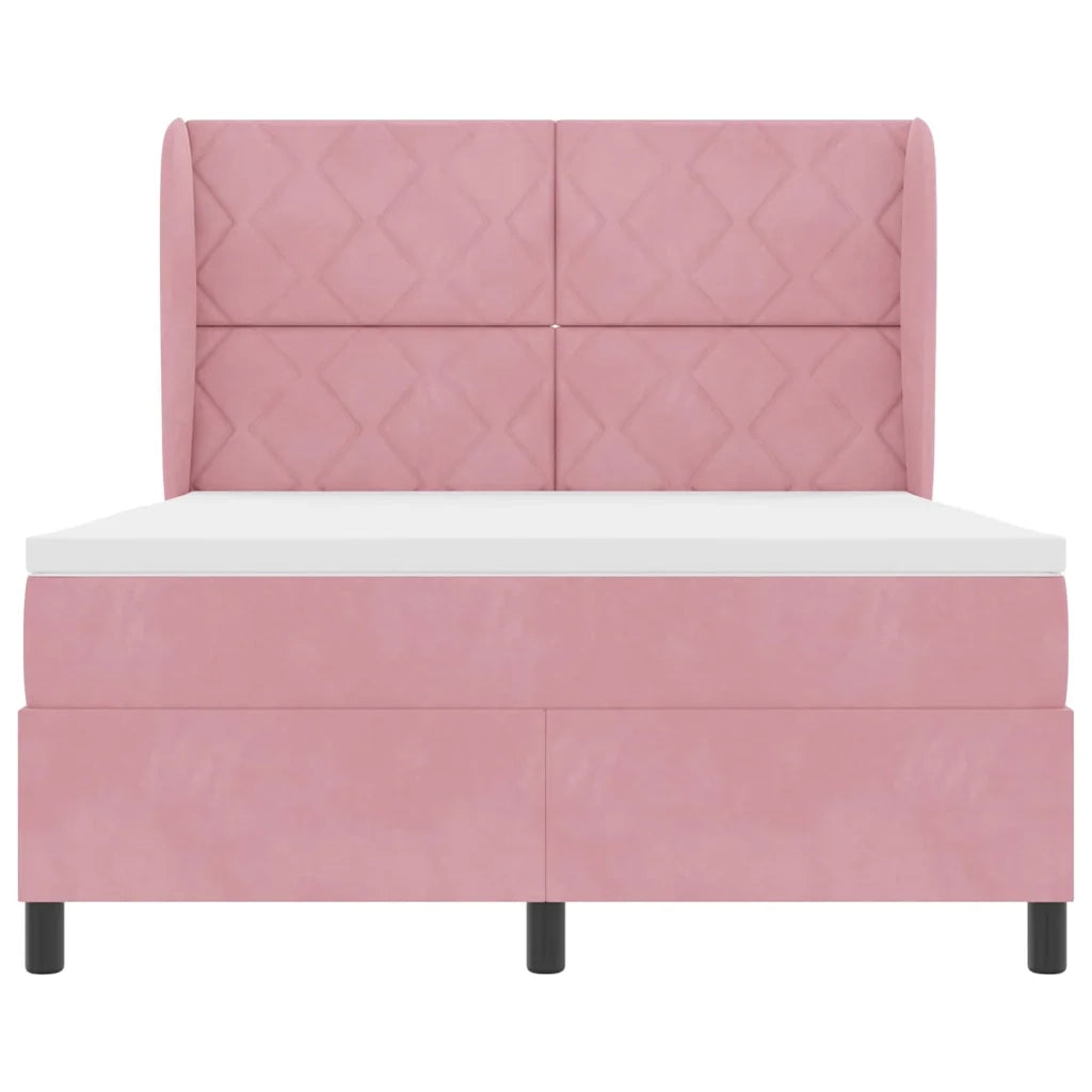 Letto a molle con testiera Rosa 200 x 140 cm Velluto 3340987