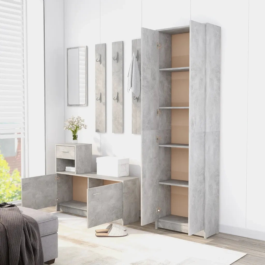 Armadio Corridoio Grigio Cemento 55x25x189 cm Legno Multistrato 802853
