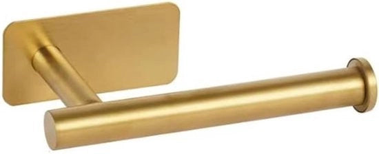 Sostegno per cucina in acciaio inossidabile, adesivo, per fissaggio a parete, senza chiodi o fori, per cucina e bagno (giallo oro, quadrato, modello corto).