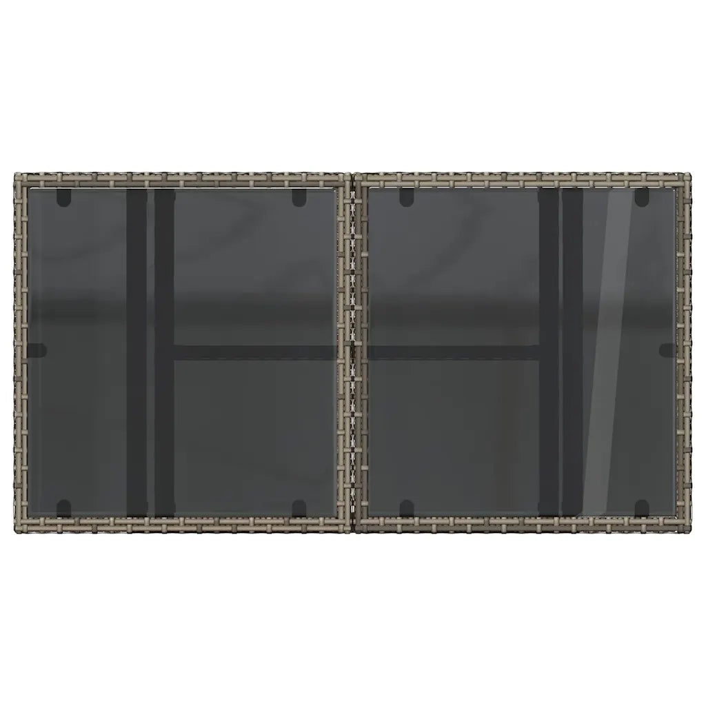 Tavolo da Giardino Piano in Vetro Grigio 100x55x73cm Polyrattan