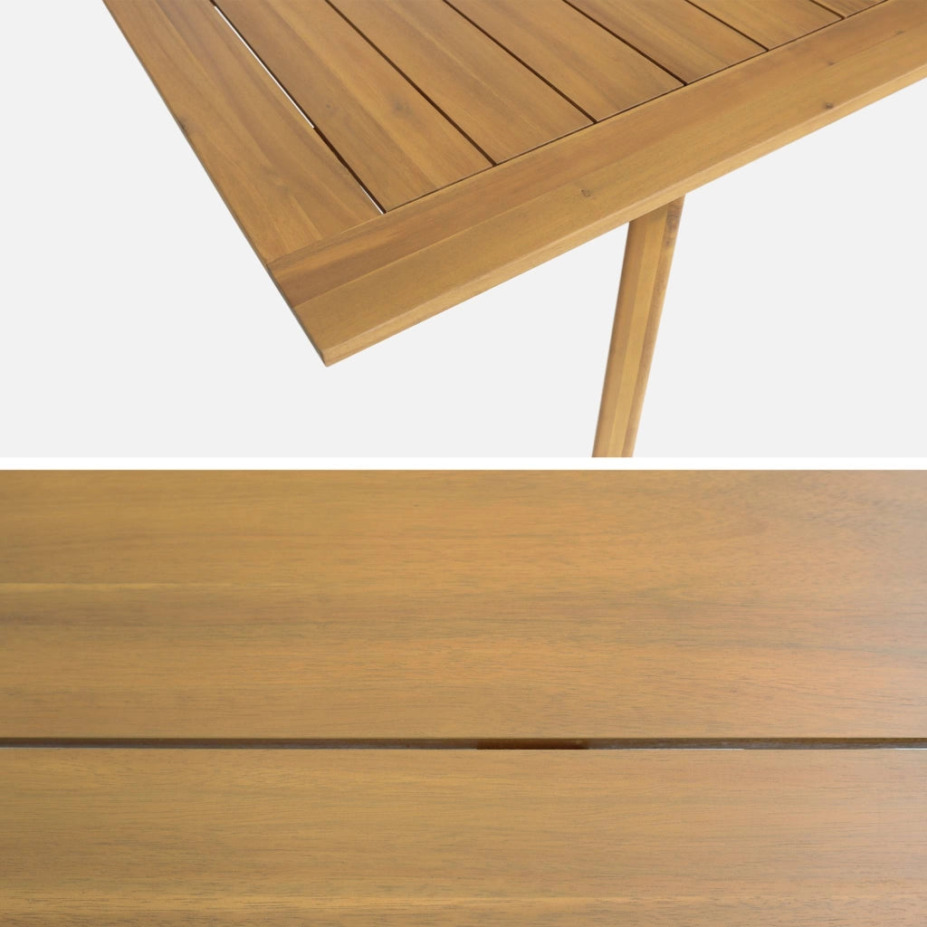 Set tavolo da giardino estensibile in legno di acacia con 6 sedie,