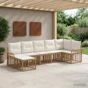 Set di divani da esterno 7 pcs Naturale e Bianco Crema