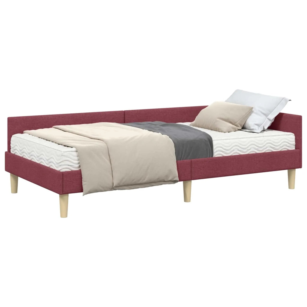 Struttura Letto Angolare con Materasso 2 pcs Grigio Tessuto