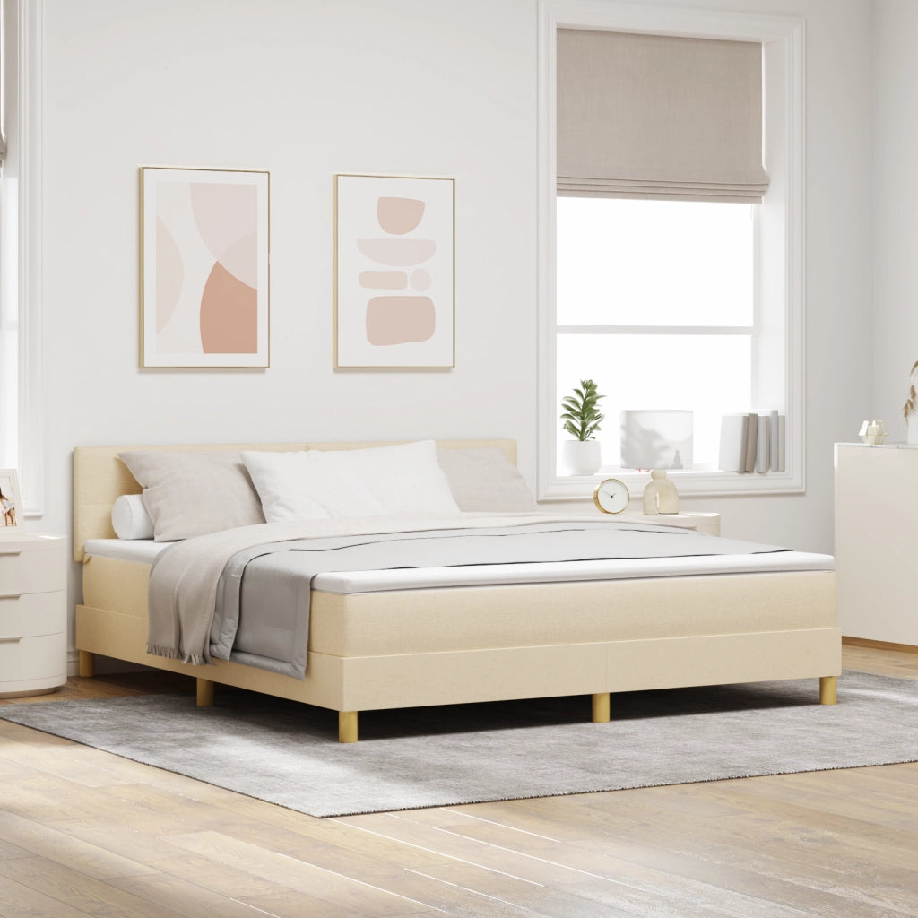 Letto box spring con materasso panna 180x200 cm tessuto