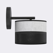 Lampada a parete Karbon in acciaio nero e tessuto grigio