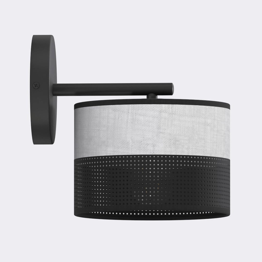 Lampada a parete Karbon in acciaio nero e tessuto grigio