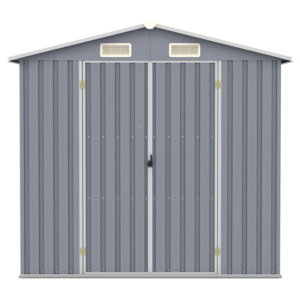Casetta da giardino cabina ripostiglio casetta da esterno robusta casetta per attrezzi 205 x 129 x 183 cm acciaio zincato grigio 02_0022232