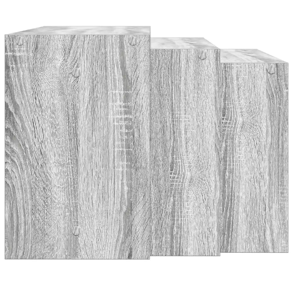 Tavolini Impilabili 3 pz Grigio Sonoma in Legno Multistrato 858538