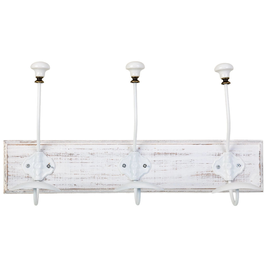 Appendiabiti da parete in legno con 3 ganci 39x1,3x8h cm