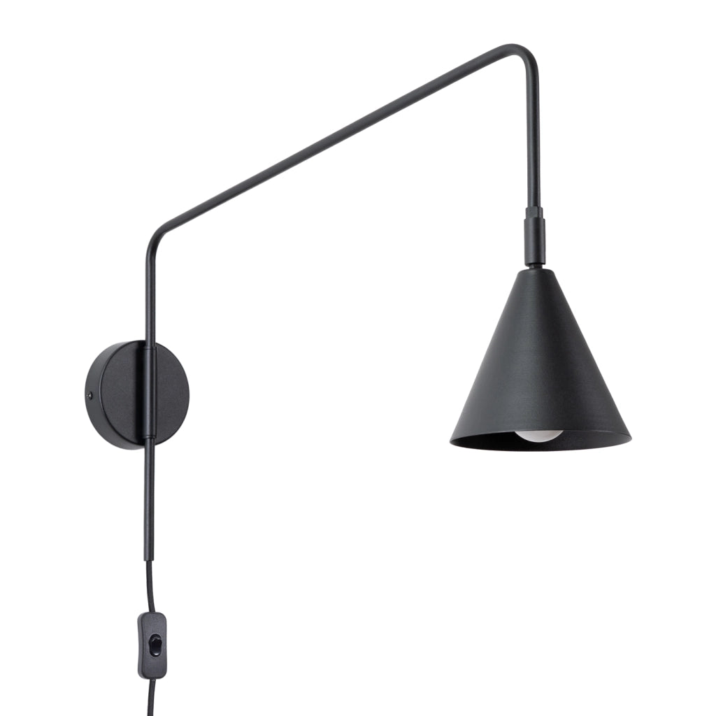 Lampada da parete NOX in acciaio nero E14 LED 10W con paralume geometrico moderno