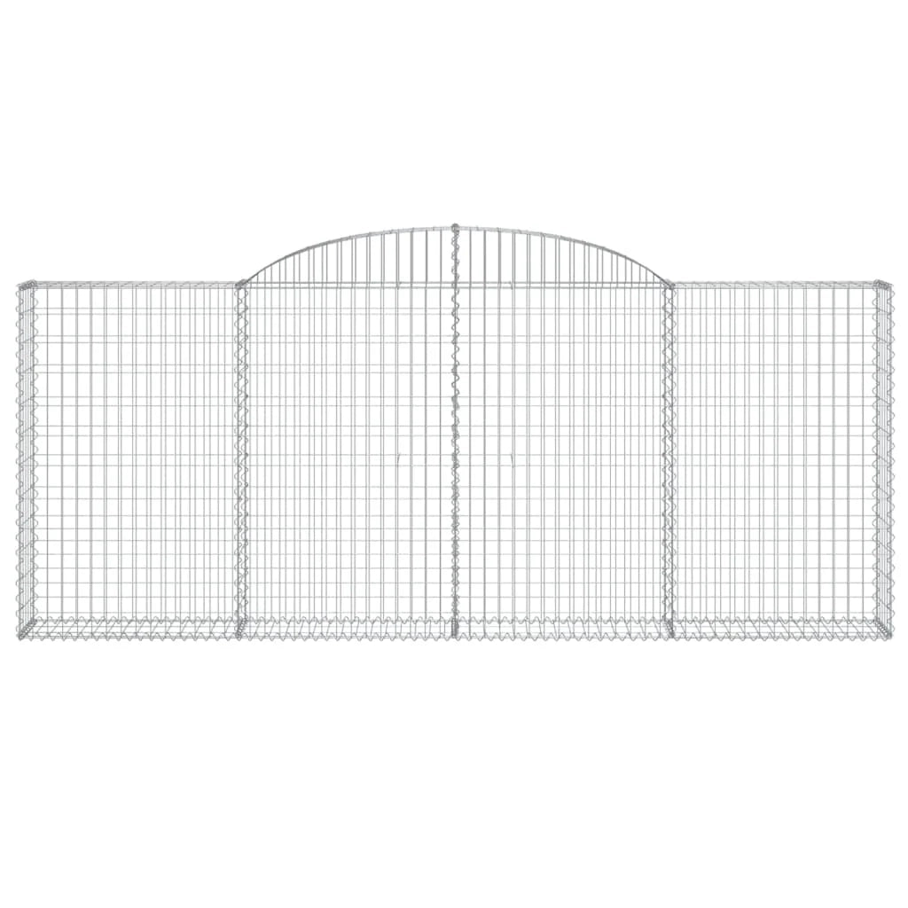 Cestini gabbioni recinzione a gabbia muro di contenimento ad arco 6 pezzi 300 x 30 x 120/140 cm ferro zincato argento 02_0041015