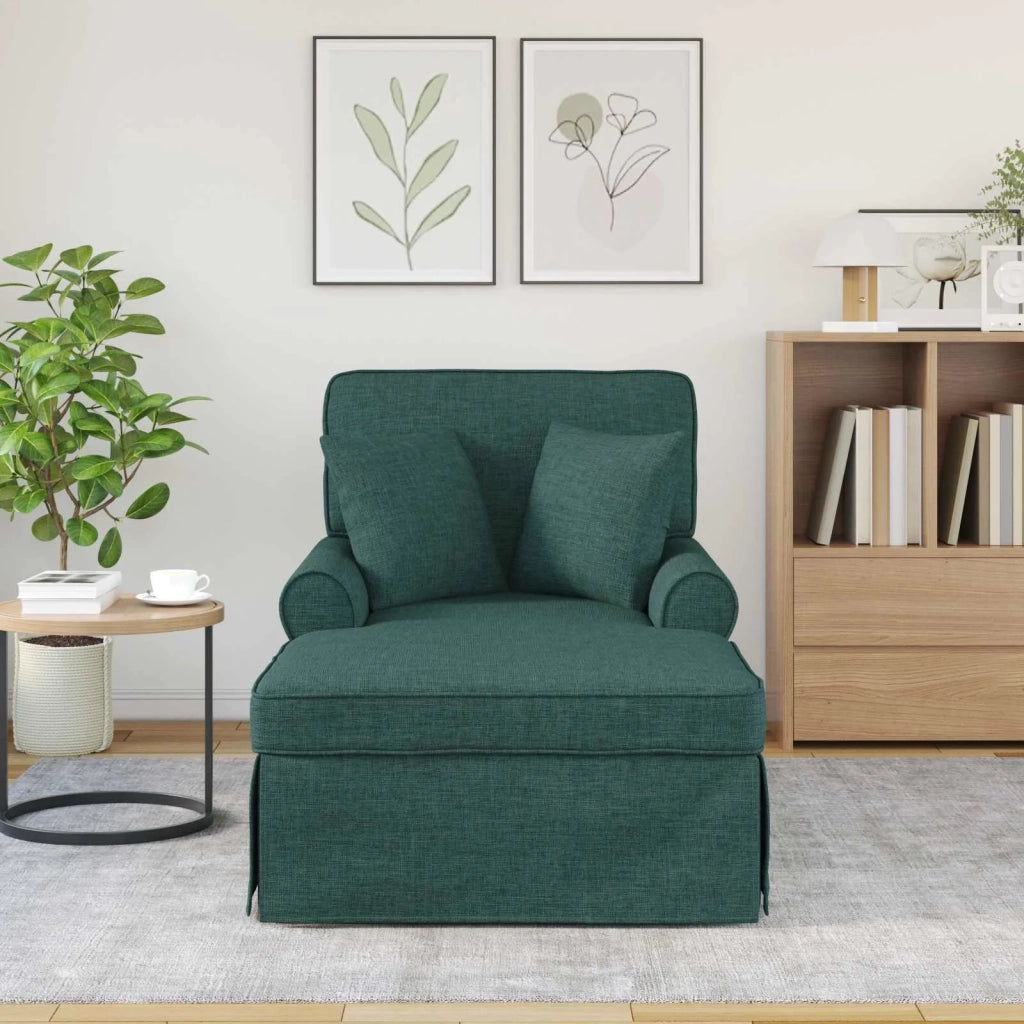 Chaise Longe con Gonna con cuscino 3 pz Verde Scuro Tessuto CFW5572784