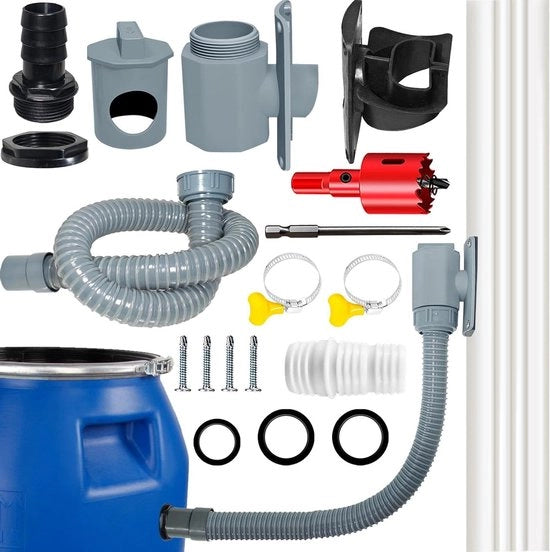 Raccoglitore di Acqua di Pioggia per Tubi Quadrati 60-80 mm con Accessori di Montaggio - Scarico per Coperture fino a 80 m²
