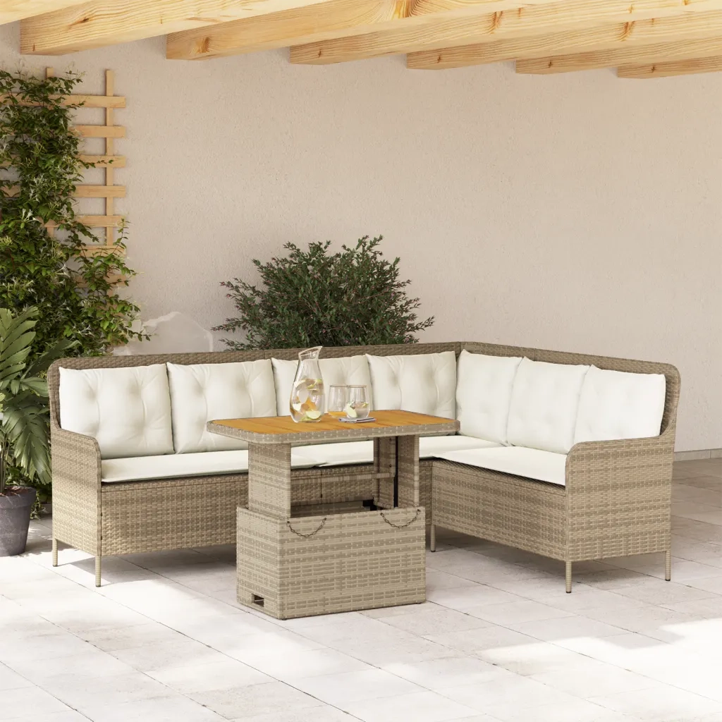 Set Divani da Giardino 2 pz con Cuscini Beige in Polyrattan
