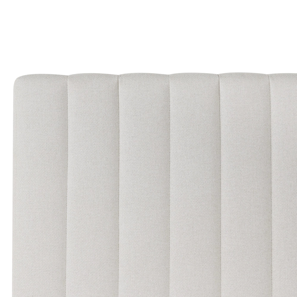 Divano letto matrimoniale con contenitore sollevabile imbottito con testiera 160 x 200 cm bianco sporco